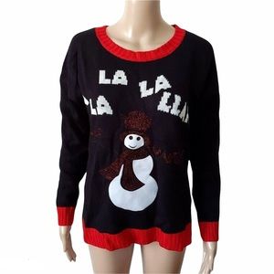 NY Laundry Christmas Sweater Rhinestone Snowman Medium